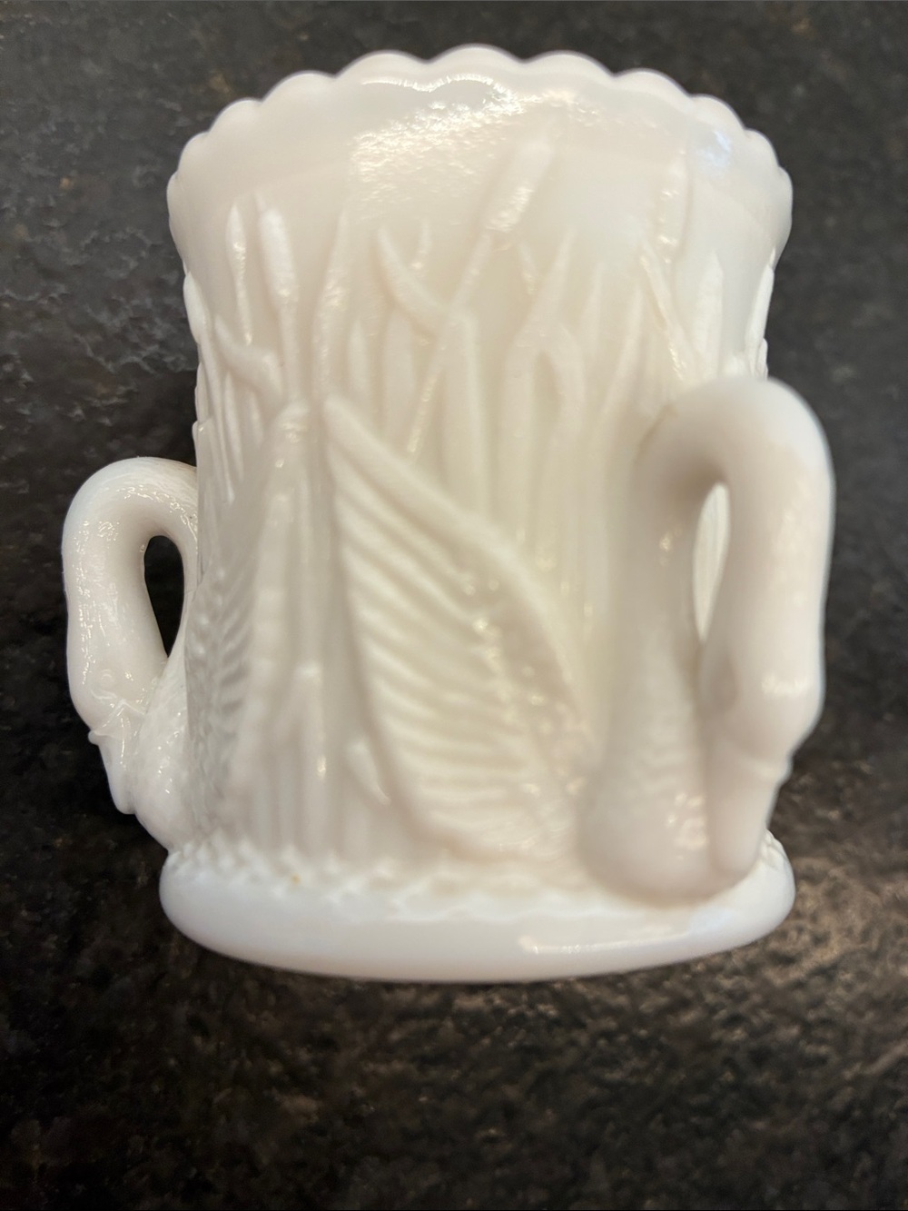 Vintage Westmoreland Milk Glass Swan and Cattails Toothpick Holder - Picture 5 of 7